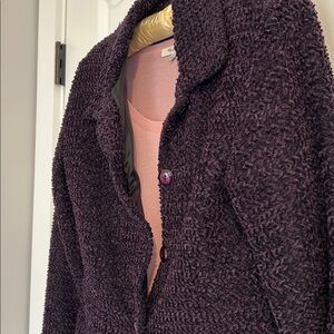 Purple Boucle Jacket Handsomely Tailored fits Medium pre-worn retro; layers well